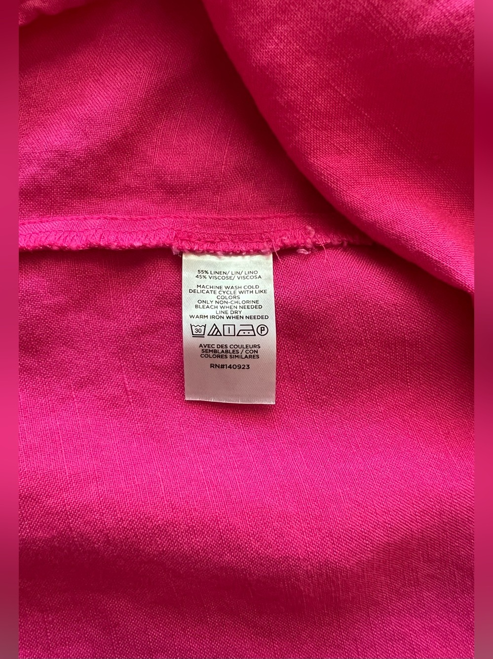 LOFT Petite Hot Pink Linen Blend Flutter Sleeve Shift Dress Pleated Front - Picture 11 of 11